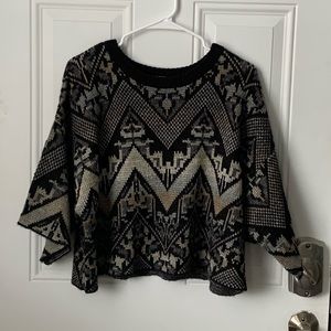 Free People Black and Gray Sweater